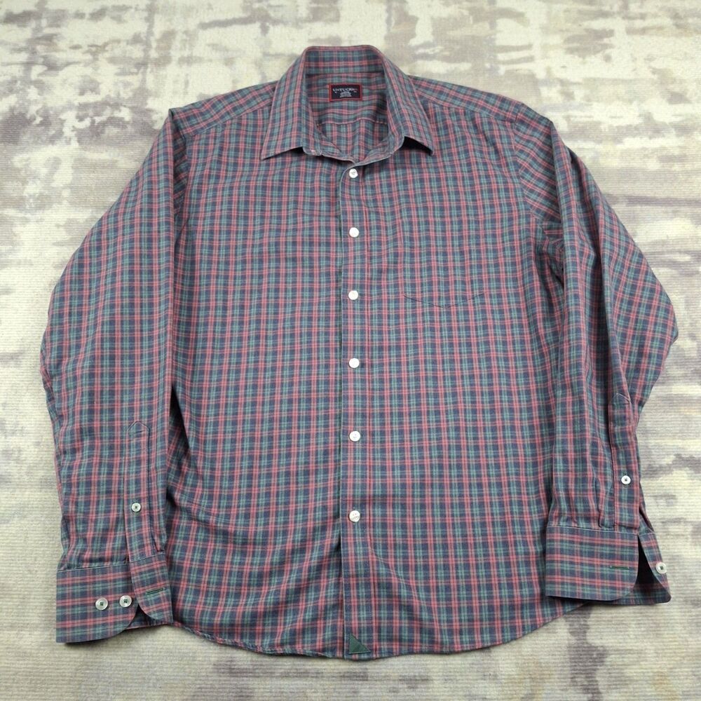 UNTUCKit Shirt Mens Large Plaid Pink Green Long Sleeve Cotton Button Down Casual